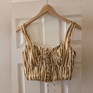 Zebra Brown & Cream Cropped Women's Top